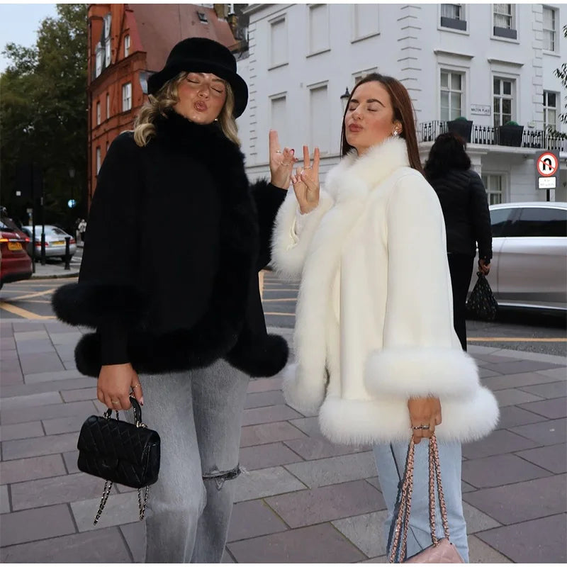 Frost Glow – Cashmere Coat with Fox Fur