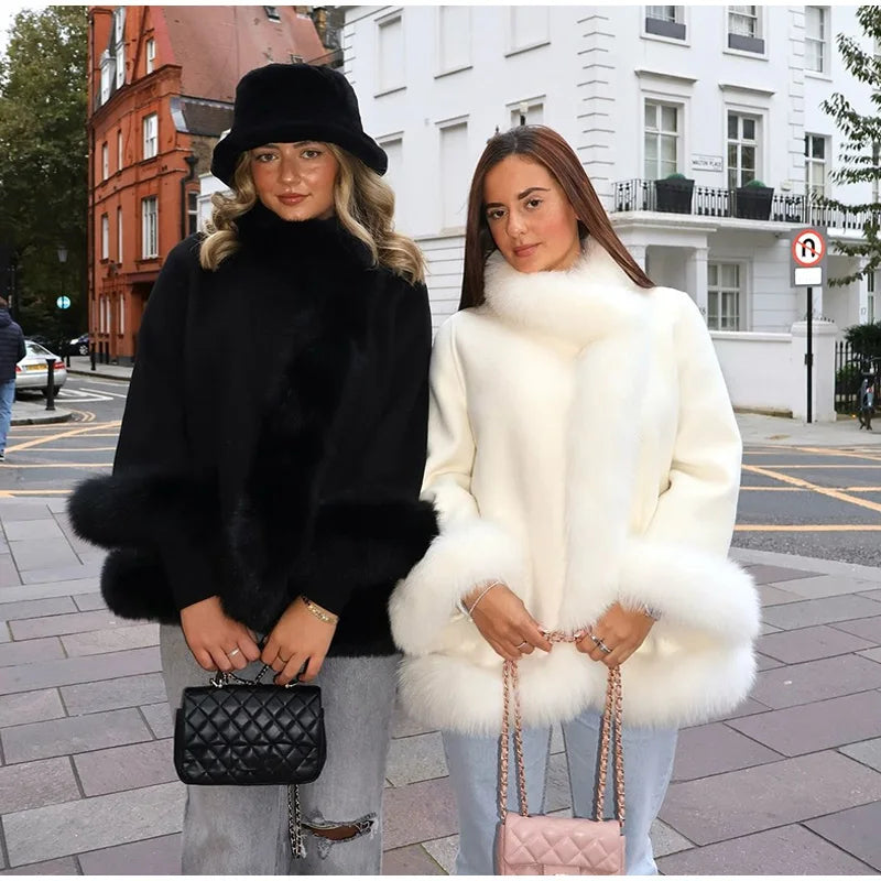 Frost Glow – Cashmere Coat with Fox Fur