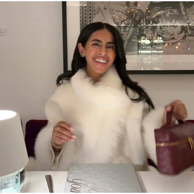 Frost Glow – Cashmere Coat with Fox Fur