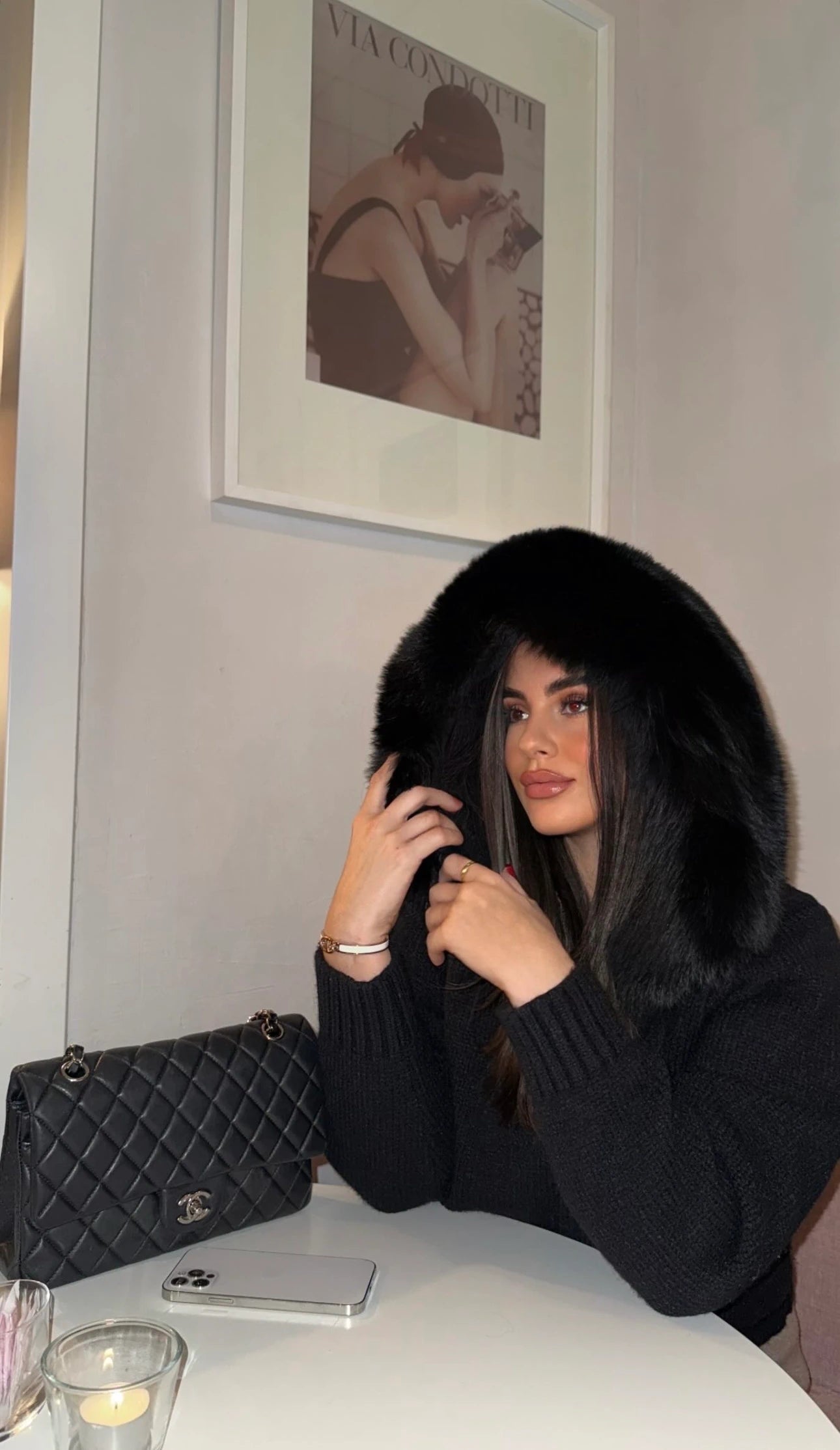 Golden fall – Wolljacke mit Fellbesatz