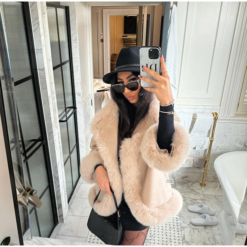 Frost Glow – Cashmere Coat with Fox Fur