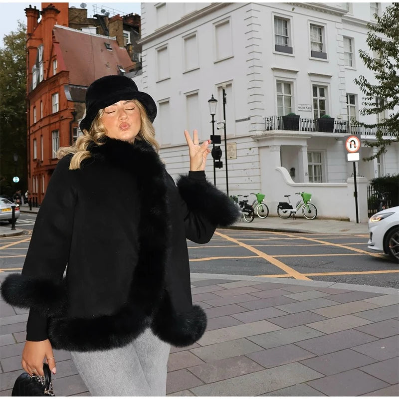Frost Glow – Cashmere Coat with Fox Fur