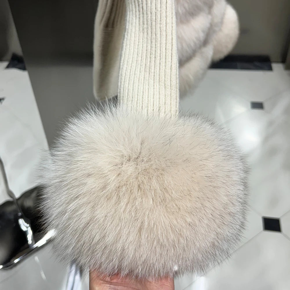 Eternal Vogue – Wool Blend Cardigan with Fox Fur