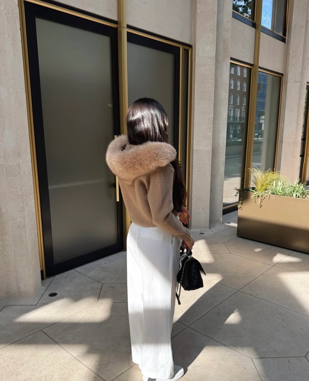 Golden fall – Wolljacke mit Fellbesatz